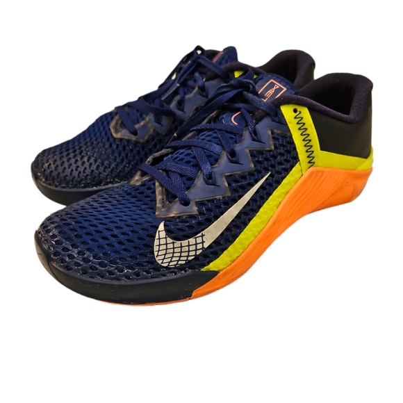 Nike Metcon 6 Deep Royal Blue Bright Mango Training Cross Fit Sneakers Size 8 - Picture 2 of 10